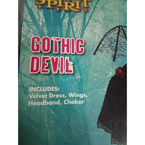 Spirit Halloween Gothic Devil Costume Velvet Dress Wings Headband Child Small - Picture 6 of 14